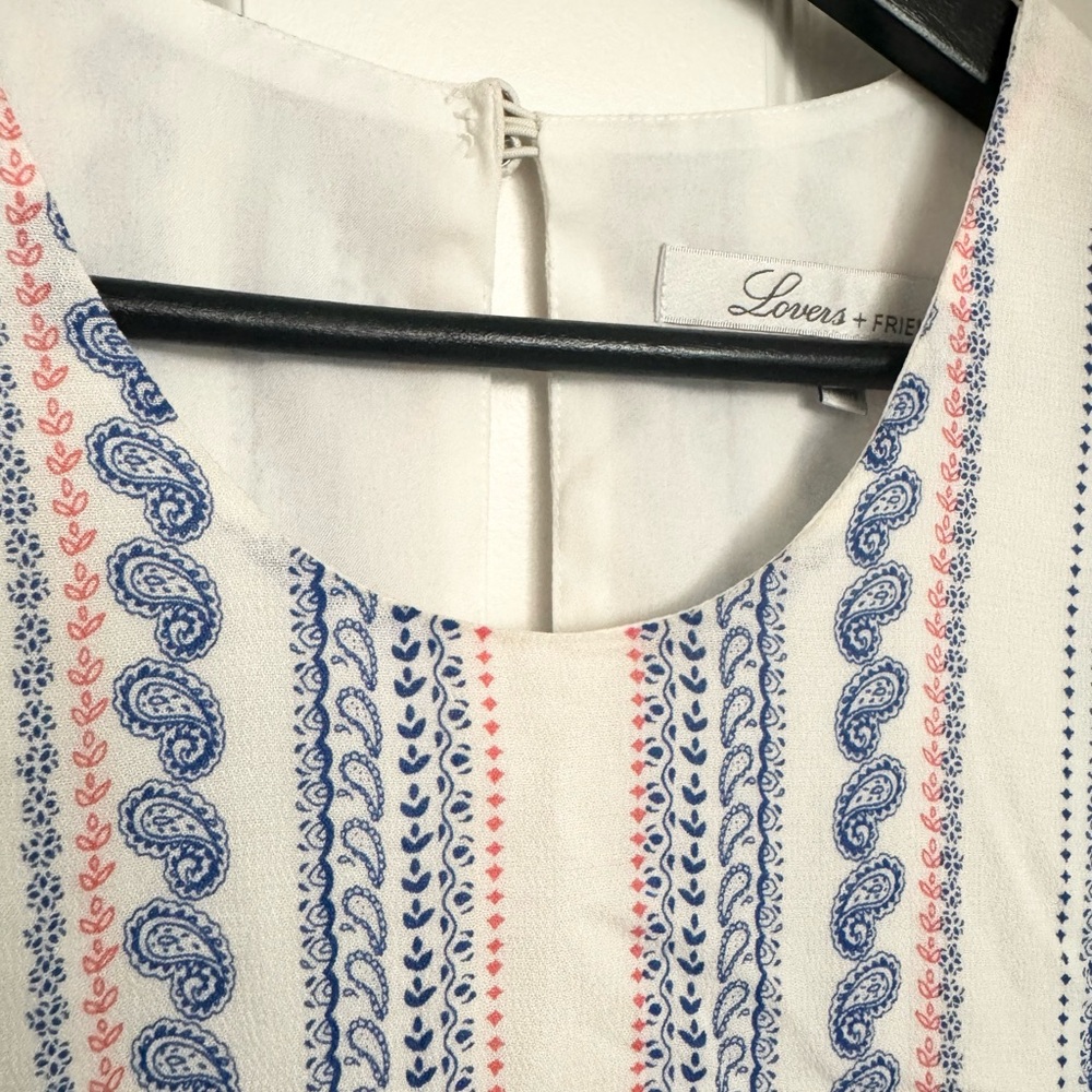 White Paisley Patterned High Neck Tank Tunic Top - Picture 11 of 12